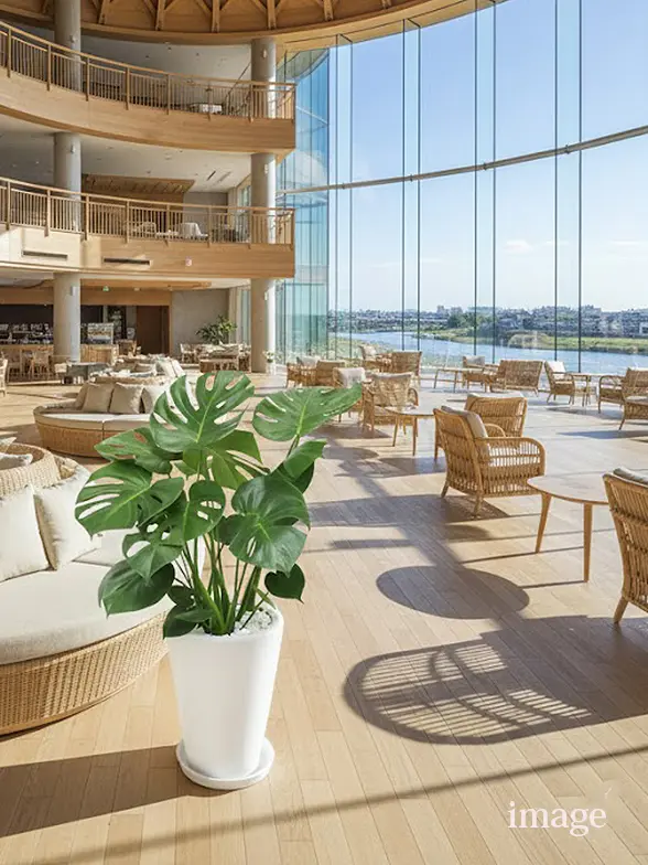 モンステラ スタイリッシュ 陶器鉢ラウンドタイプ白色